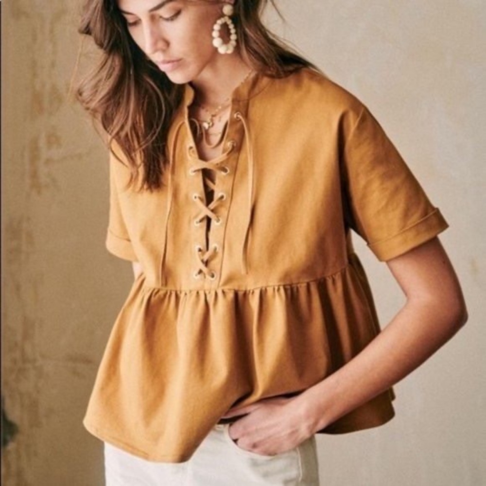 Sezane These Blouse in Caramel 34